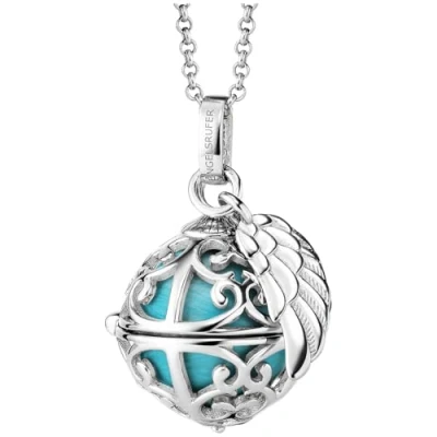 Abbildung von Engelsrufer Damen Halskette aus Sterling Silber mit Klangkugel Anhänger in der Größe XS türkisfarbener Klangkugel, Karabinerverschluss, nickelfrei, Größe: 45+5 cm, ERN ER23 26