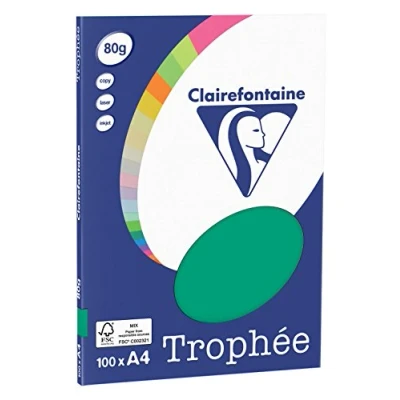 Abbildung von Clairefontaine 4123C Ries Druckerpapier / Kopierpapier Clairalfa PPP, DIN A4, 80g, 100 Blatt, Tannengrün, 1
