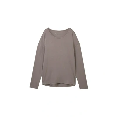 Abbildung von TOM Tailor Langarm Nachtwäsche Shirt, Damen, Größe: Small, Grey medium solid