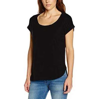 Abbildung von Urban Classics Damen Ladies Long Back Shaped Slub Tee T Shirt, Black, S
