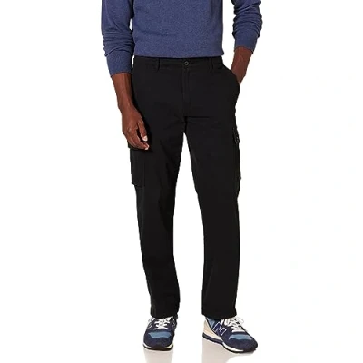 Abbildung von Amazon Essentials Herren Gerade geschnittene Stretch Cargohose (erhältlich in Big &amp; Tall), Schwarz, 40W / 34L
