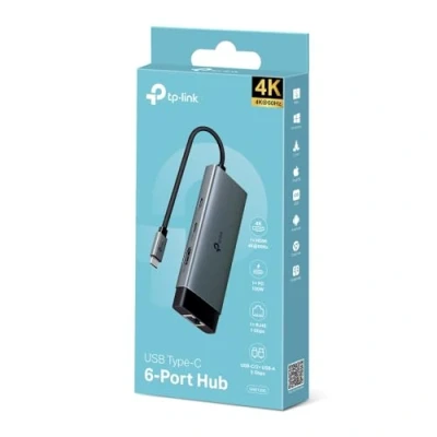 Abbildung von TP Link UH6120C USB C Hub PD100W, 4K 60Hz HDMI, 1x 5Gbps, 2x A Gigabit Ethernet, kompatibel mit MacOS, Windows, Linux, iPad OS, iOS, Android, ChromeOS, Nintendo