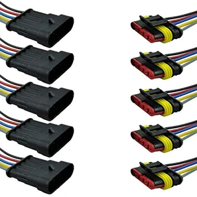 Abbildung von Mintice 5 X Polig Kabel Steckverbinder Stecker Wasserdicht Schnellverbinder Draht Elektrisch Ausrüstung KFZ LKW