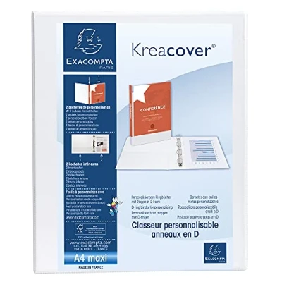 Abbildung von Exacompta 51921E Präsentationsringbuch KreaCover Kunststoffbezug außen und innen. 2 Ring Mechanik DIN A4 Füllhöhe 30 mm ideal für Angebots Unternehmenspräsentationen weiss