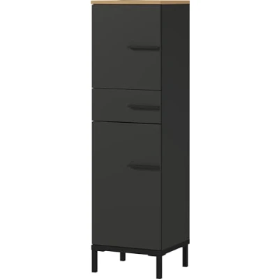 Abbildung von Germania Mediumschrank GW Yonkers, in Graphit/Navarra Eiche Nb., mit Selbsteinzug der Schubladen, 34 x 123 cm (BxHxT)