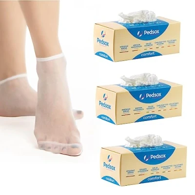 Abbildung von Pedsox, 3x100 Stück Einweg Hygienesocken zum Testen von Schuhen, Comfort Line, Unisex, Einheitsgröße, Weiß