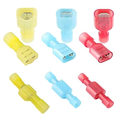 Abbildung von QitinDasen 100Pcs Vollisoliertes Schnellverbinder Set, Flachsteckhülsen, Männlich/Weiblich Nylon Crimpverbinder Steckverbinder (20 Paar Rot, 20 Blau, 10 Gelb)