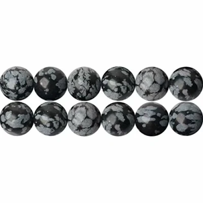 Abbildung von SKYBEADS Natur Schwarze Schneeflocken Obsidian Halbedelsteine Perlen Runde 6mm zum Auffädeln 38cm Strang Approx 60 Stück