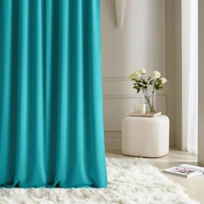 Abbildung von ROOM99 Vorhang mit Kräuselband Aura 140 x 250 cm Breite Höhe Verdunkelung Schiebegardinen Deko Modern Curtain Gardine Wohnzimmer Schlafzimmer Türkis, 1 Stück