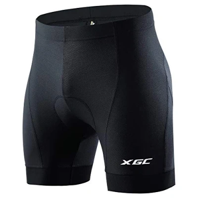 Abbildung von XGC Herren Radunterhose Radsportshorts Fahrradhosen mit elastische atmungsaktive 4D Gel Sitzpolster Einer hohen Dichte (Black_6020, M)