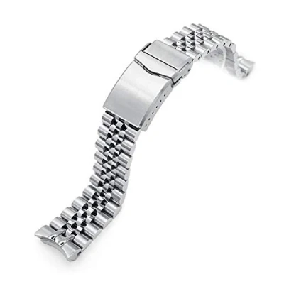 Abbildung von 20 mm Super J Louis 316L Edelstahl Uhrenarmband für Seiko SKX013, V Schließe geschliffen