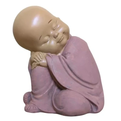 Abbildung von Baby Buddha Statuette SB3 Zen und Feng Shui Dekoration um eine entspannende Atmosphäre zu schaffen Geschenkidee Glücksbringer Höhe: 13cm Farbe: Beige Altrosa Zen&#039;Light