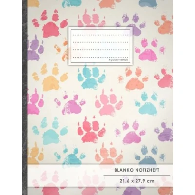 Abbildung von Blanko Notizbuch A4 Format, 100+ Seiten, Soft Cover, Register, „Hundepfoten“ Original #GoodMemos Blank Notebook Perfekt als Zeichenbuch, Skizzenbuch, Sketchbook, Leeres Malbuch