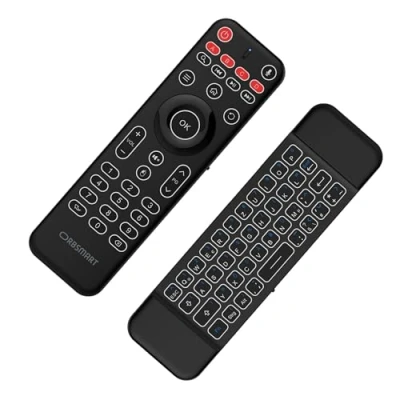 Abbildung von Orbsmart AM 1 Pro kabellose Airmouse Fernbedienung mit Mini Tastatur Deutsch (QWERTZ) beleuchtet Gyro Maus 2.4 GHz Mikrofon