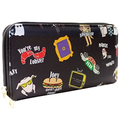 Abbildung von Friends The One with Phrases Pivot Armadillo Portemonnaie Clutch Münzfach &amp; Kartenhalter, Schwarz