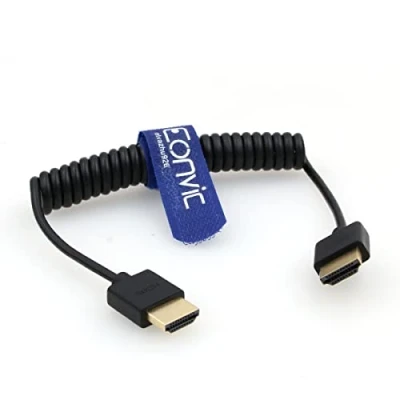 Abbildung von Eonvic 2.0 HDMI Coiled Cable 4K to High Speed Thin Male Extender Spiral for Atomos Ninja V, Sony a7siii, Portkeys BM5 Monitor