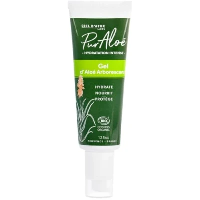 Abbildung von Ciel d&#039;Azur Labs Bio Gel Pur&#039;Aloé Native Aloe Arborescens intensive Feuchtigkeitsversorgung für Gesicht &amp; Körper zertifiziert Cosmos Organic 99,5% natürlicher Ursprung Tube 125 ml