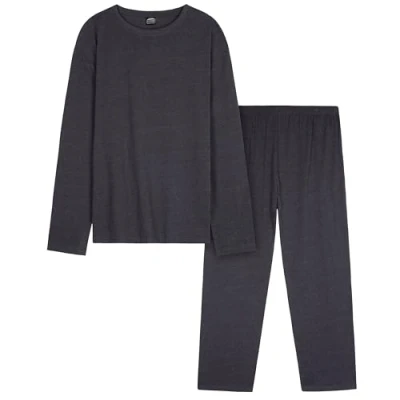 Abbildung von CityComfort Warme Schlafanzug Herren Lang, 2 Teiliges Pyjama Set Geschenke für Teenager (Marineblau, L)