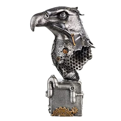 Abbildung von GILDE Skulptur Steampunk Adler Figur Eagle Kunstharz silberfarben 37046 Höhe 27 cm