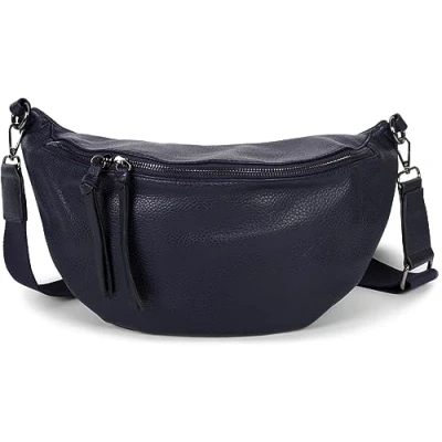 Abbildung von styleBREAKER Damen Halbmond Crossbody Schultertasche, abnehmbarer verstellbarer Schultergurt, Einfarbige Handtasche 02012386, Farbe:Midnight Blue