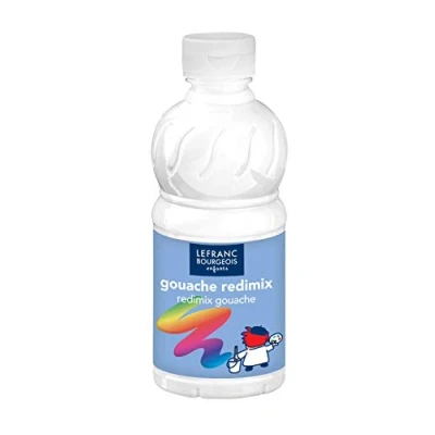 Abbildung von Lefranc Bourgeois 807529 flüssige Tempera Redimix Farbe, leuchtende Gouachefarbe auf Wasserbasis, hohe Deckkraft, hervorragenden Maleigenschaften, gebrauchsfertig, 250ml Flasche Weiß