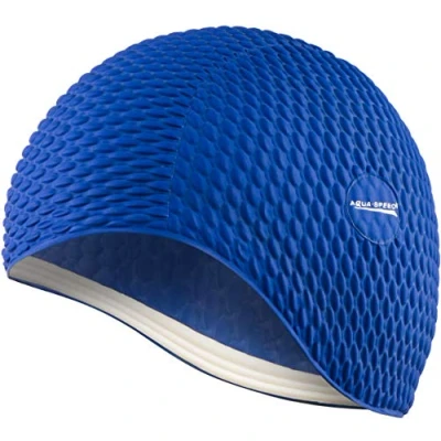Abbildung von Aqua Speed Damen Badekappe Lange Haare Womens Swimming Cap for Long Hair Schwimmkappe Latex Badehaube Schwimmen Latexkappe Schwimmmütze blau wasserdicht Mittelblau 10 Bombastic