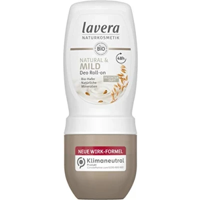 Abbildung von Lavera Deo Roll on NATURAL &amp; MILD 48 h vegan Naturkosmetik Bio Hafer Natürliche Mineralien ohne Aluminium Zuverlässiger Schutz und ein dezenter Duft Stunden 50 ml