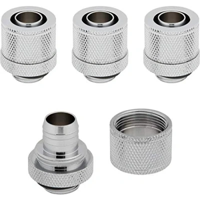 Abbildung von Corsair Hydro X Series, XF Kompressionsanschluss, AD/ID 13/10 mm (1/2“/3/8“) Viererpack (G1/4&quot; BSPP Adaptergewinde, Messing Gefertigt Haltbarkeit, Kompatibel mit Weiteren Adaptern) Chrom