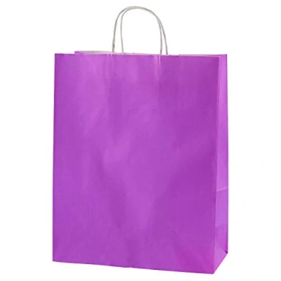 Abbildung von Thepaperbagstore 10 Papiertragetaschen, Recycelbar Und Wiederverwendbar, Mit Gedrehten Griffen, Lila Mittelgroß 250x110x310mm