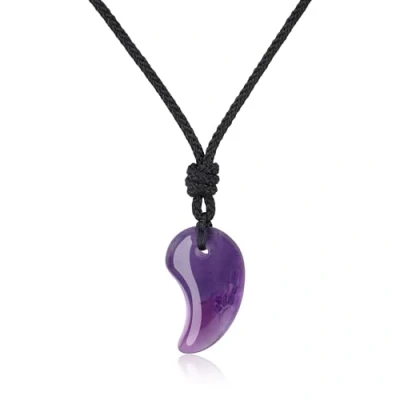 Abbildung von COAI Geschenkideen Unisex Glückskette Japanische Magatama Kommaförmiger Horn Anhänger aus Amethyst