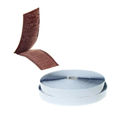 Abbildung von TUKA 25m x 25mm Klettband selbstklebend (25 meter Flauschband &amp; Hakenband), breit Klebender Klettverschluss, Langfristig Extra Stark Haftkraft Flausch Haken, Braun TKB5009 brown