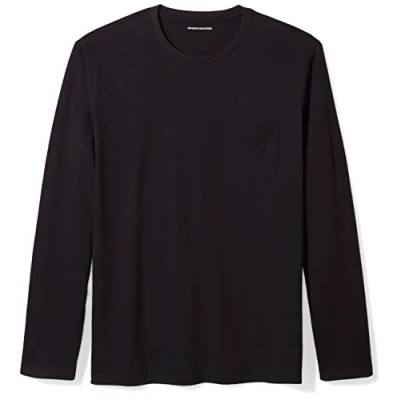 Abbildung von Amazon Essentials Herren Langärmeliges T Shirt, Normale Passform, Schwarz, XXL