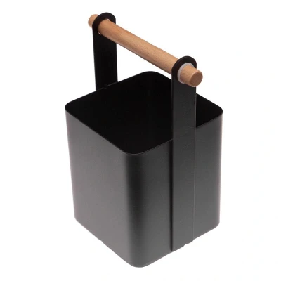 Abbildung von HENDI Besteckbehälter schwarz Holzgriff 14 x 10,5 19 cm pulverbeschichtet für Tisch Gastro, Caddy Tischbutler
