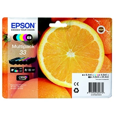 Abbildung von Epson Original 33 Tinte Orange (XP 530, XP 630, 635, 830, 540, 640, 645, 900, 7100), Multipack 5 farbig