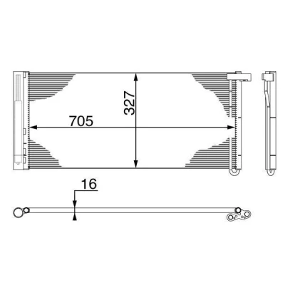Abbildung von MAHLE ORIGINAL AC 425 000S Klimakondensator mit Trockner, ohne Sensor 705 PORSCHE: Panamera, ALFA ROMEO: 147