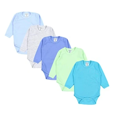 Abbildung von TupTam Jungen Baby Body Langarm Unifarben 5er Pack, Farbe: Farbenmix 9, Größe: 74