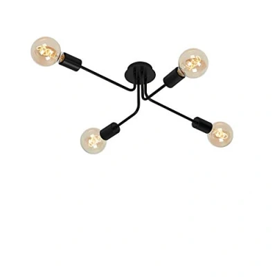 Abbildung von BRILONER Leuchten Deckenleuchte 4 flammig, Deckenlampe, retro, vintage, 4x E27 max. 60 Watt, Metall, Schwarz, 660x445x185mm (LxBxH)