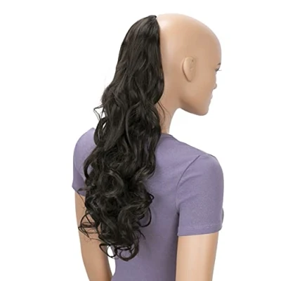 Abbildung von CAISHA 50cm Haarteil Ponytail Zopf Haarverlängerung Mit 2 Bändern Pferdeschwanz Lockig Schokobraun HC8 1