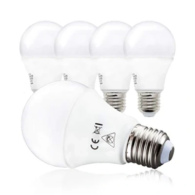 Abbildung von B.K.Licht 5er Set LED Lampe E27 mit warmweißer Lichtfarbe, 9 Watt, 806 Lumen, LED, Glühbirne, Leuchtmittel, Birne, Globe, Glühlampen, Bulb, 11x6 cm, Weiß