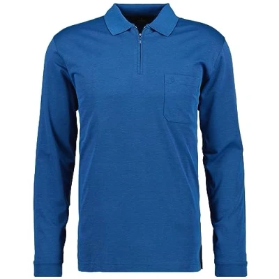 Abbildung von RAGMAN Herren Softknit Poloshirt Langarm mit Zip XXL, Blau Melange 765