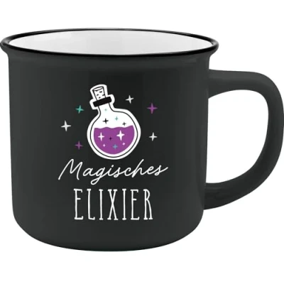 Abbildung von GRUSS &amp; CO Becher mit Motiv &quot;Elexier&quot; New Bone China Porzellan, Emaille Optik, 35 cl Lustiges Geschenk, Frühstück 73913