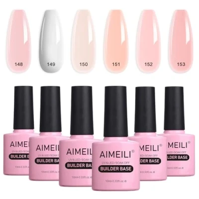 Abbildung von AIMEILI Builder Gel Set, 8 In 1 Nail a Bottle Quick Building UV LED Base Extension Nagelverlängerung Kit 6 36
