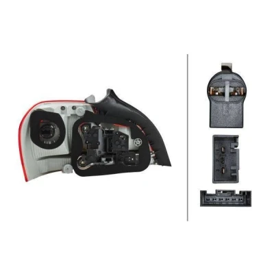 Abbildung von HELLA 2VP 010 756 221 Rückleuchte rechts LED, H21W, P21W, PY21W, W16W 12 weiß/rot mit Glühlampen Lampenträger
