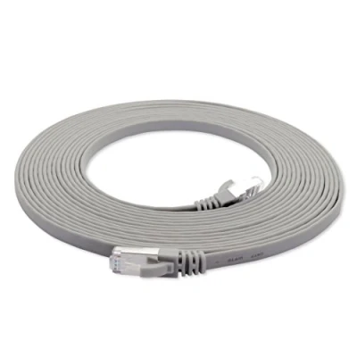 Abbildung von 1aTTack.de 7,5m grau 1 Stück Cat7 Flachkabel Netzwerkkabel Cat 7 Rohkabel Gigabit Lan (10Gbit/s) Flachbandkabel Verlegekabel Patchkabel Flach Slim Rj 45 Stecker Cat6a
