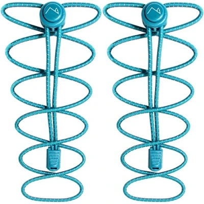 Abbildung von CampTeck U6606 Schnürsenkel mit Schnellverschluss, Elastische Schnellschnürsystem Türkis 1 Paar