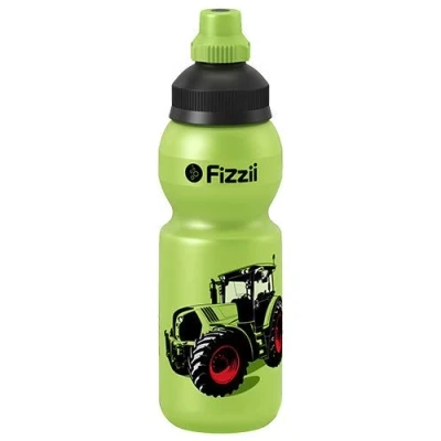 Abbildung von Fizzii Kinder und Freizeittrinkflasche 330 ml (auslaufsicher bei Kohlensäure, schadstofffrei, spülmaschinenfest, Motiv: Mini Trecker)