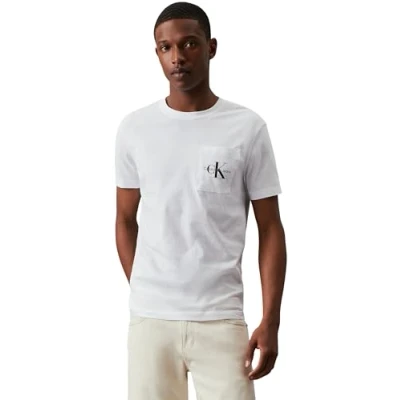 Abbildung von Calvin Klein Jeans Herren T Shirt Kurzarm Core Monologo Rundhalsausschnitt, Weiß (Bright White), XL