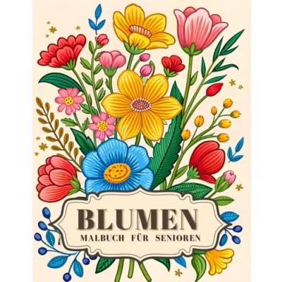 Abbildung von Malbuch Für Senioren Und Rentner Blumen: 50 Einfache Blumenmotive Zum Ausmalen. XXL Ausmalbilder, Ideal Ausmalbuch Erwachsene Entspannen Stressabbau. Großformat.