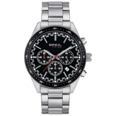 Abbildung von Breil Uhr Herren Fast Ziffernblatt SCHWARZ Bewegung Chrono Quartz e Bracelet Stahl Silber EW0571