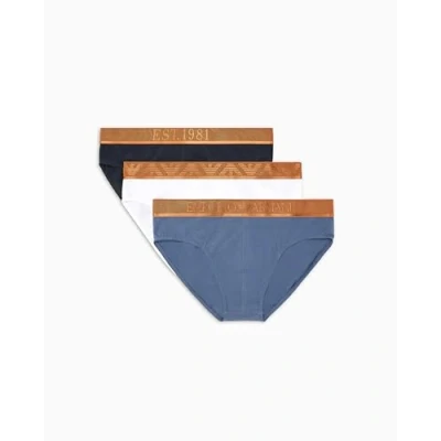 Abbildung von Emporio Armani Brief 3 PACK Slip, Herren, Größe: XXL, Bianco/vin indigo/blu